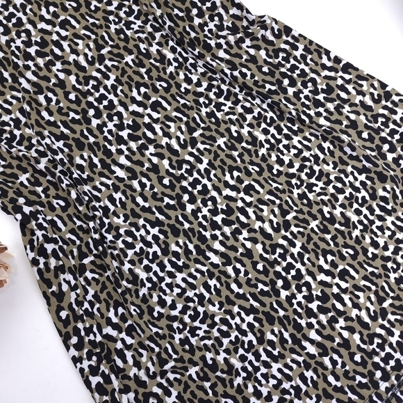 Michael Kors Green Black White Patterned Rayon Blend Dress Sz M - Picture 11 of 11